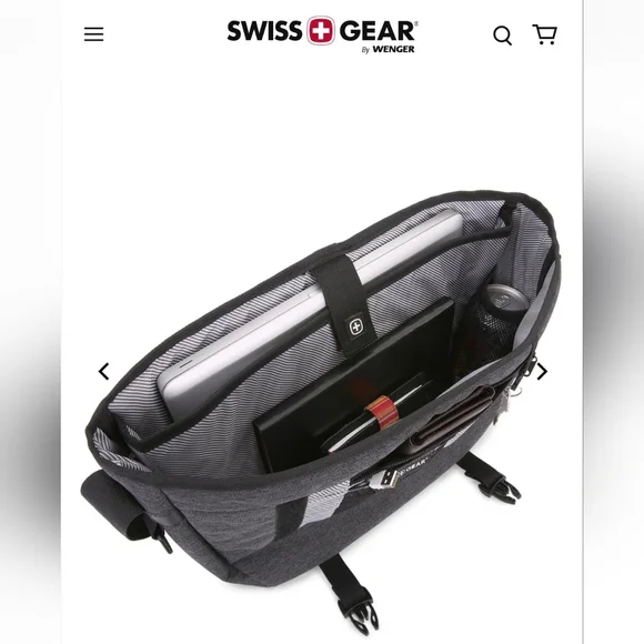 SwissGear Charcoal Black Messenger Bag, Laptop Bag - Picture 3 of 7